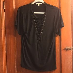 Laced up short sleeve t shirt